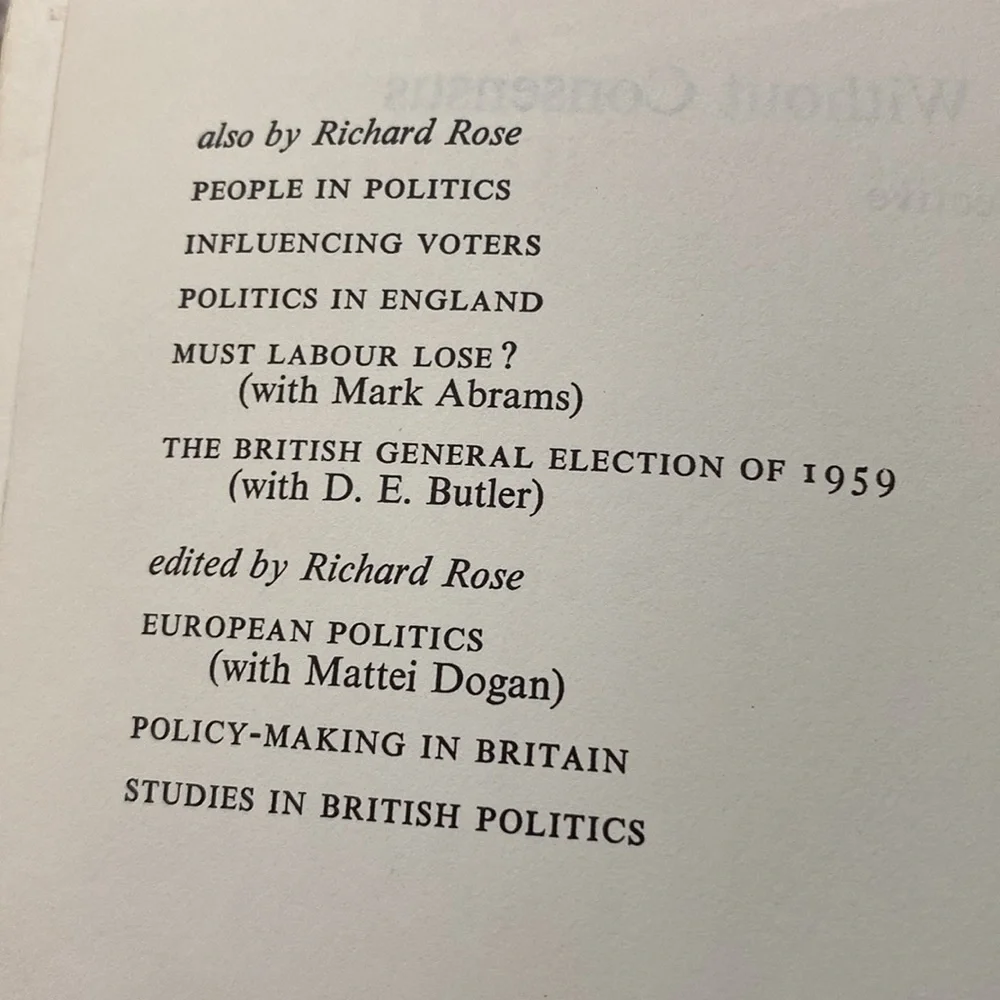 Governing Without Consensus An Irish Perspective by Richard Rose Paperback 1971